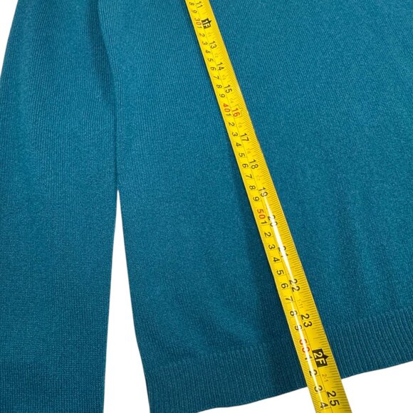Cashmere By Bloomingdails Cashmere Turtleneck Sweater Sz. L Teal Blue Classic - Picture 7 of 9